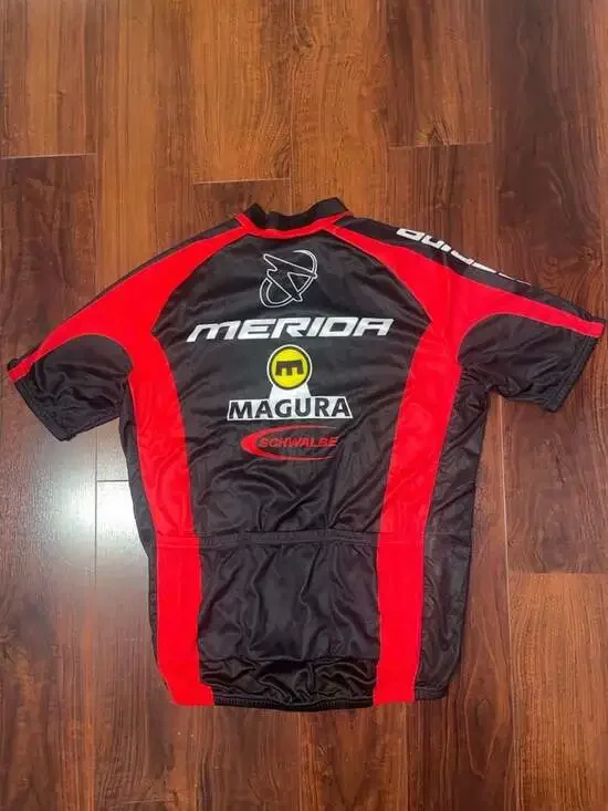 Merida Men's Short Sleeve Cycling Jersey Full Zip MTB Bike Shirt - Black/Red - Picture 10 of 16